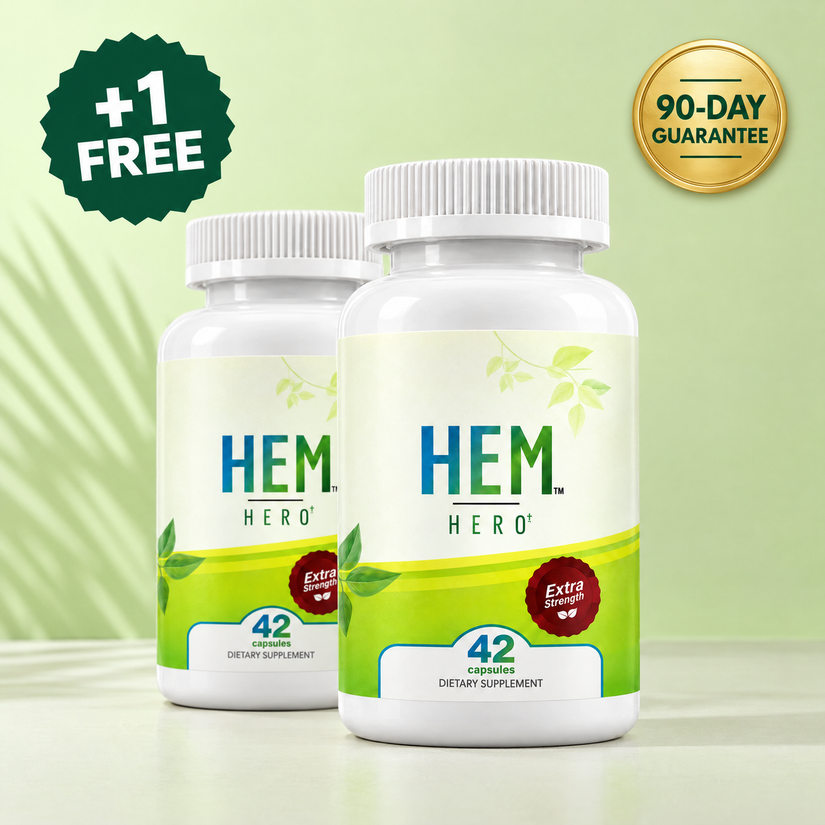 Hem Hero buy one get one free: two 42-capsule bottles and 90-day guarantee