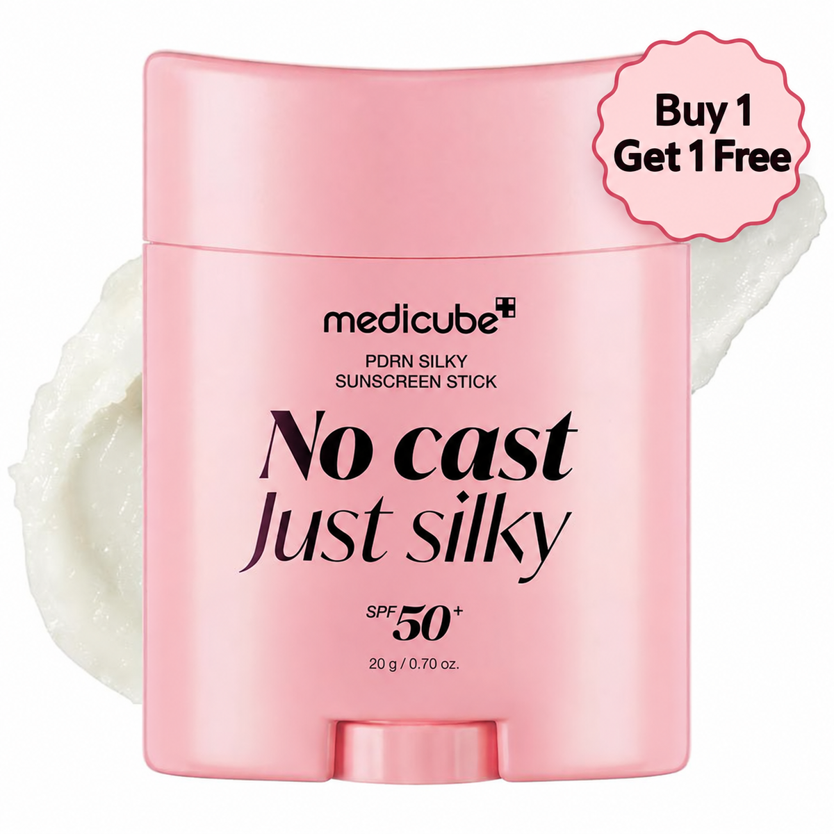 Medicube PDRN Silky Sunscreen Stick with Buy 1 Get 1 Free offer badge