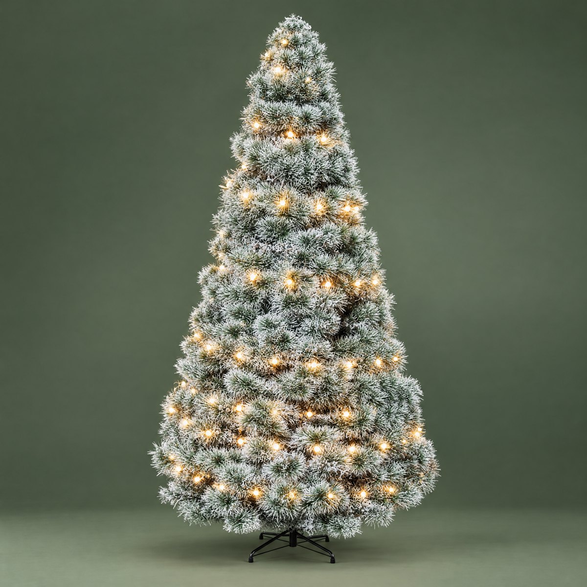 G01 — Sweetcrispy snow-flocked pre-lit Christmas tree, approved hero