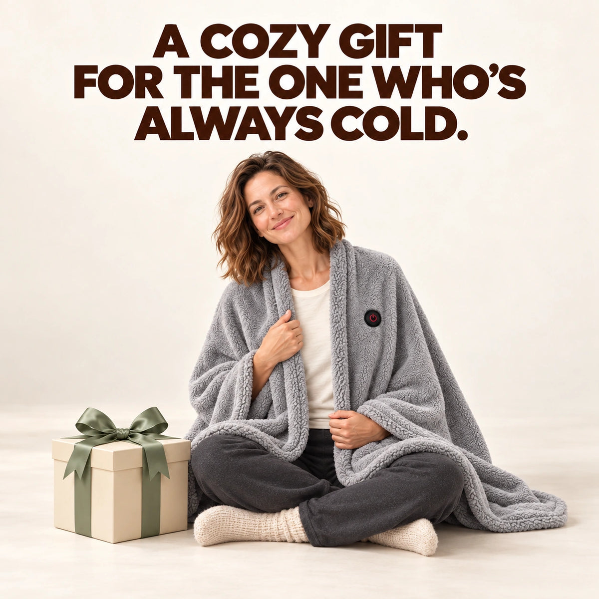 Heated wearable blanket presented as a thoughtful cozy gift