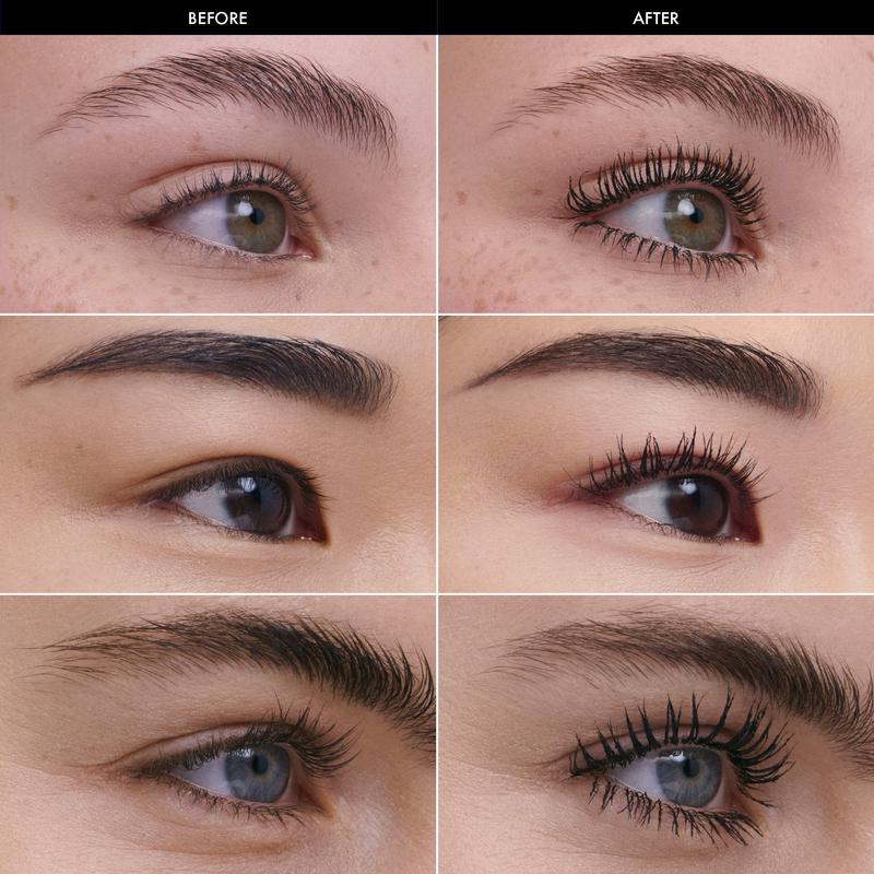 Mascara application before and after