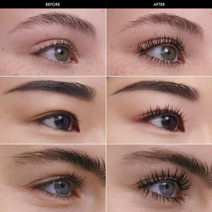 Mascara application before and after