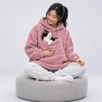 Pale Pink color option of the sherpa pet carrier hoodie.
